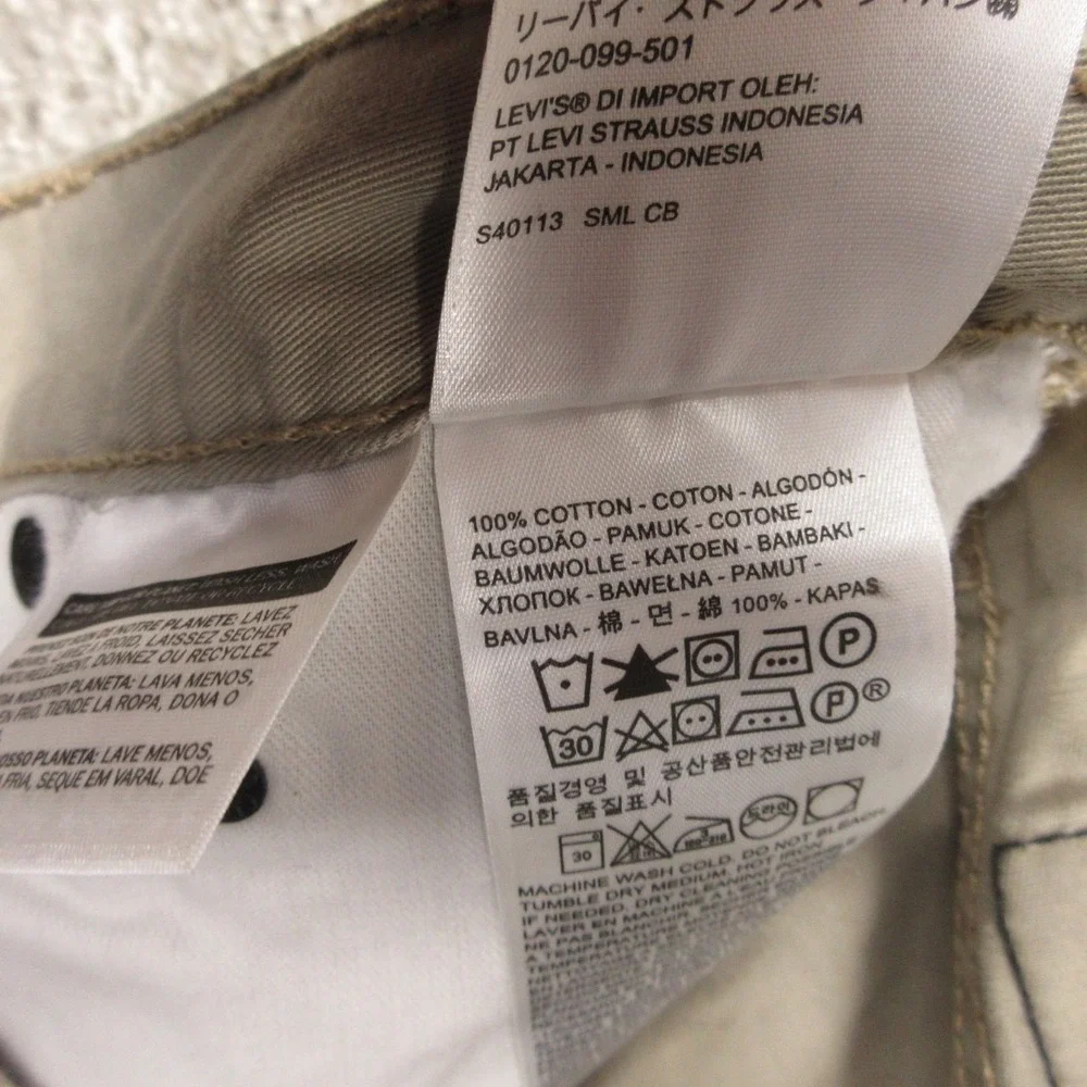 Levis Pants Mens 32x32 Beige Khaki 511 Slim Straight All Cotton 5 Pocket Chino